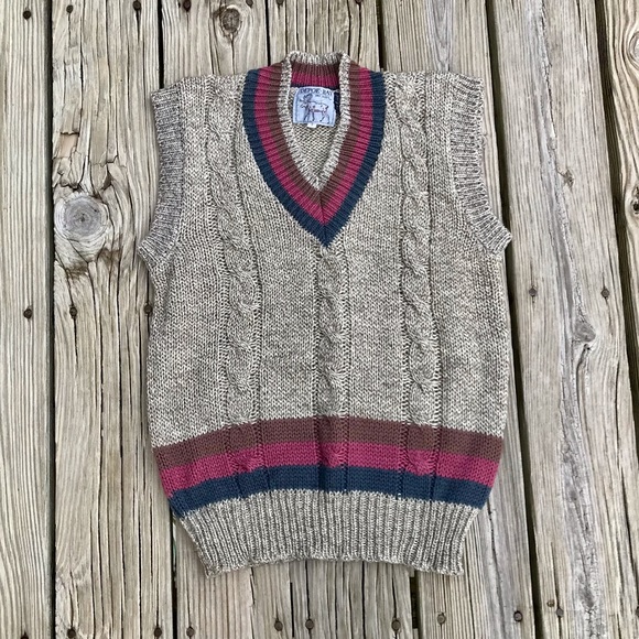 Vintage DEPOE BAY DRY GOODS Collegiate Stripe V Neck Pullover Sweater Vest S M - Picture 10 of 10